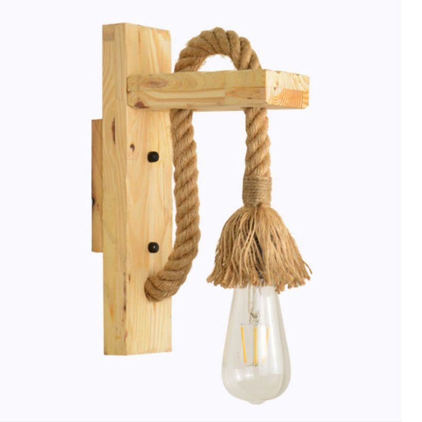 Bare Bulb Wall Sconce 1 Head Industrial Braided Rope Wall Lighting Ideas for Restaurant Corridor