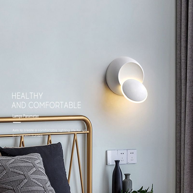 Modern Metal Rotatable Wall Light Round 6.5" High LED Wall Sconce for Living Room