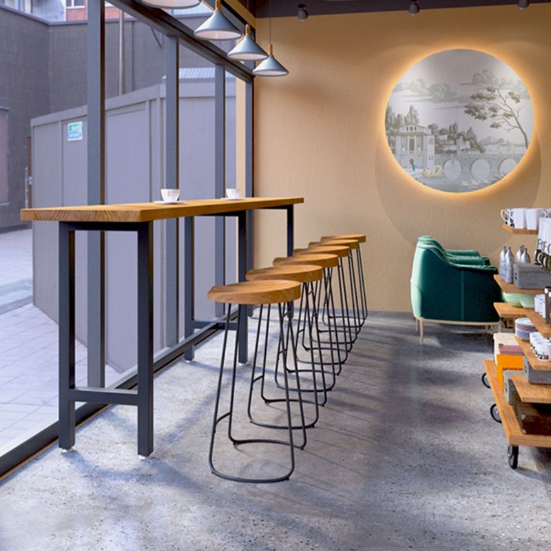 Rectangle Wood Top Counter Table Industrial Bar Table for Dining Room