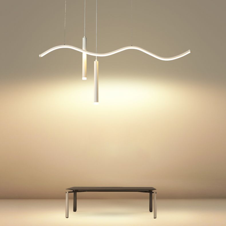 3-Light Linear Island Lighting Contemporary Metal Island Lights