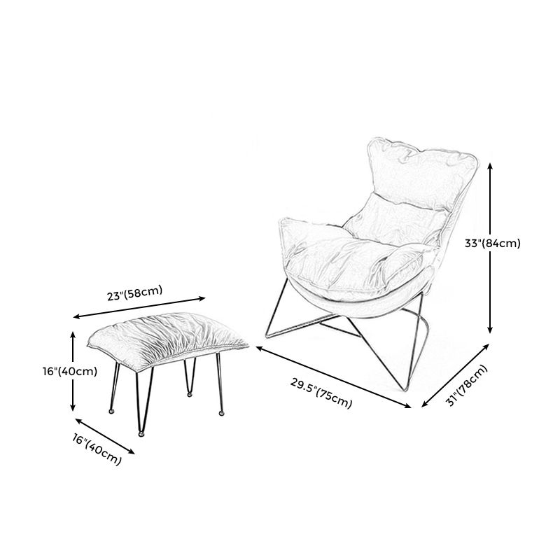 Solid Color Chair Armless Chair with Sewn Pillow Back for Living Room