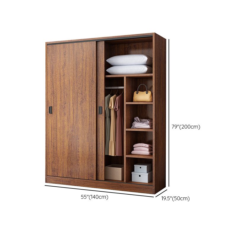 Solid Wood Frame Wardrobe Freestanding Wardrobe with Sliding Doors