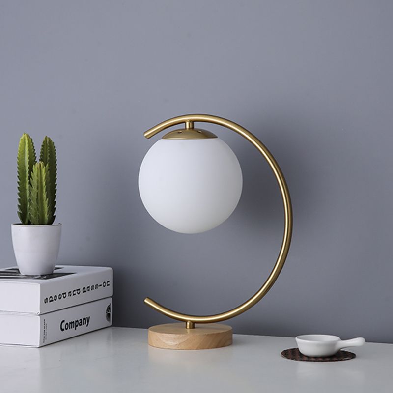 Ultra-modern Simplicity Globe Table Lamp White Glass Nightstand Lamp for Bedroom