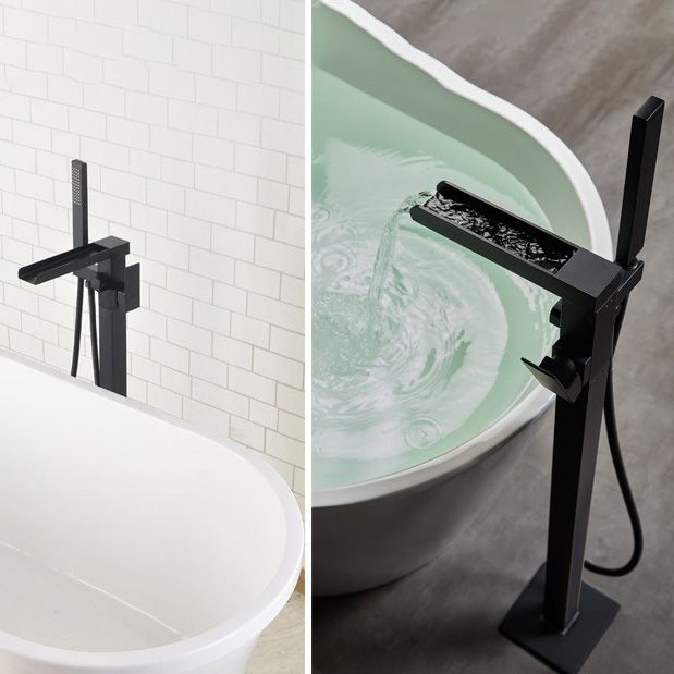 Modern Freestanding Tub Filler Trim Copper Floor Mounted Freestanding Bathtub Faucet
