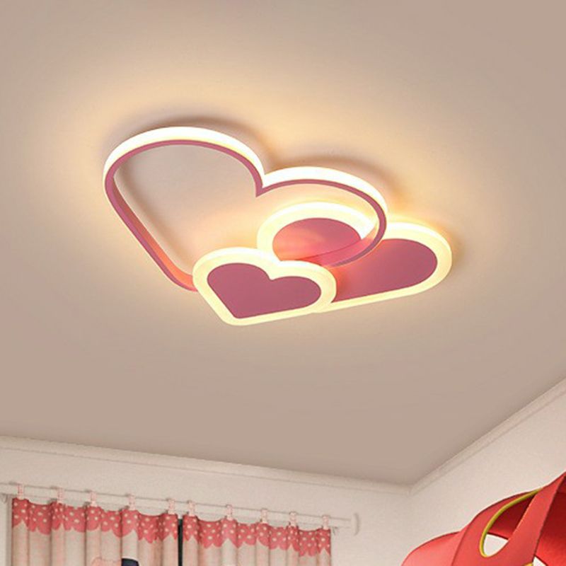 Cuore Forgiato Kindergarten Flush Light Acrilico Macaron LED Flush Soffione Luce Fissaggio