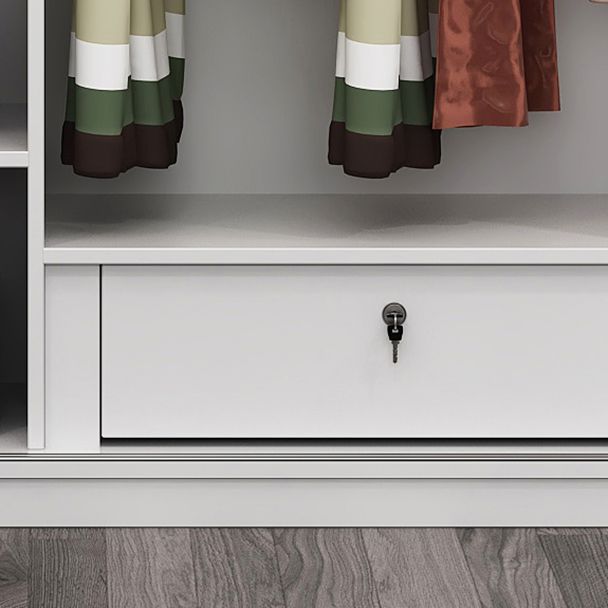 Engineered Wood White Wardrobe Cabinet Modern Wardrobe Closet