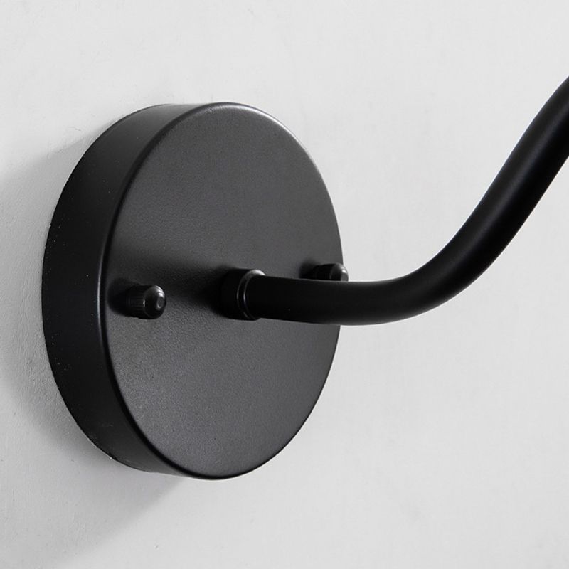 Flat Shape Wall Light Industrial Style Metal 1 Light Wall Lamp in Black