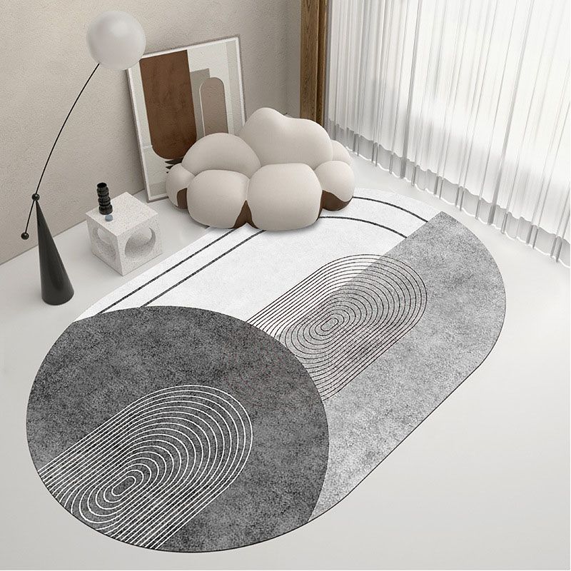 Simple Modern Rug Grey Striped Non-Slip Backing Indoor Rug for Living Room