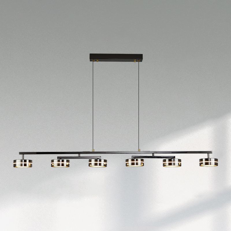 Metal and Acrylic Kitchen Island Fixture in Black LED Linear 5 / 6 - Head Pendant Ceiling