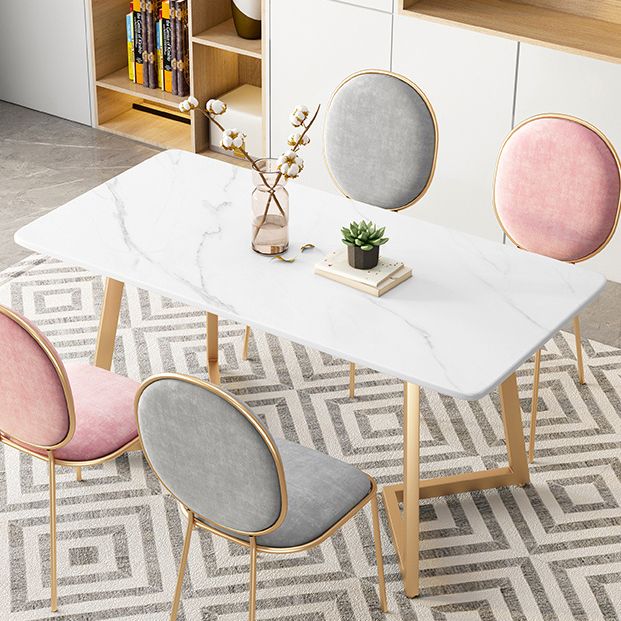 Mesa de comedor de cocina blanca moderna Mesa de comedor de forma rectangular de piedra sinterizada con pedestal doble