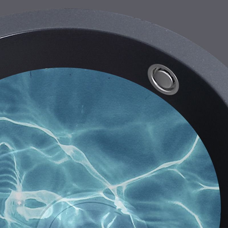 Black Round Kitchen Sink Contemporary Drop-In 1 Holes Single Bowl Sink