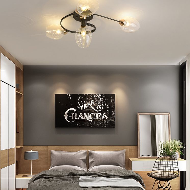 Industrial Dome Shade Unique Flush Mount Ceiling Lights Metal Semi-Flush Mount for Bedroom