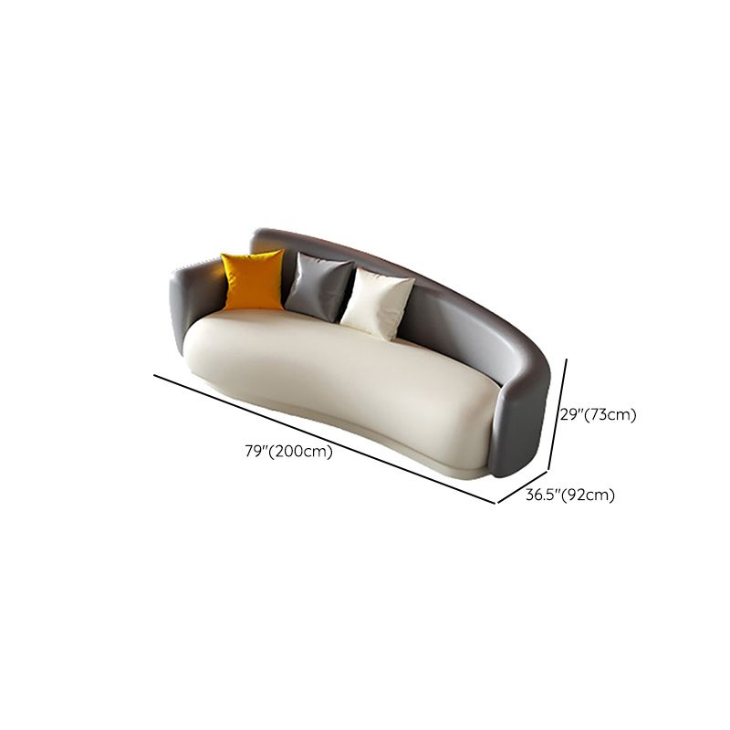 Gray Faux Leather Square Arm Sofa Contemporary Sofa for Living Room