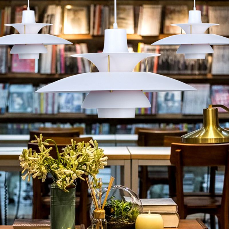 1 niveaux concentriques en couches légères lampe à pension nordique lampe suspendue en métal pour salle à manger