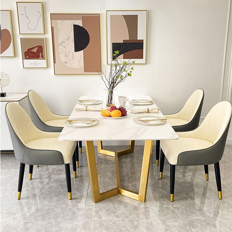 Dining Room Set Nordic Rectangle Dining Table Formal Dinette Set with Metal Base