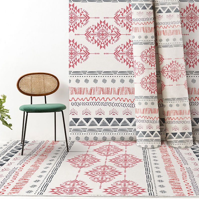Bohemian Tribal Totem Rug Color Mixed Polyester Area Carpet Non-Slip Backing Rug for Living Room