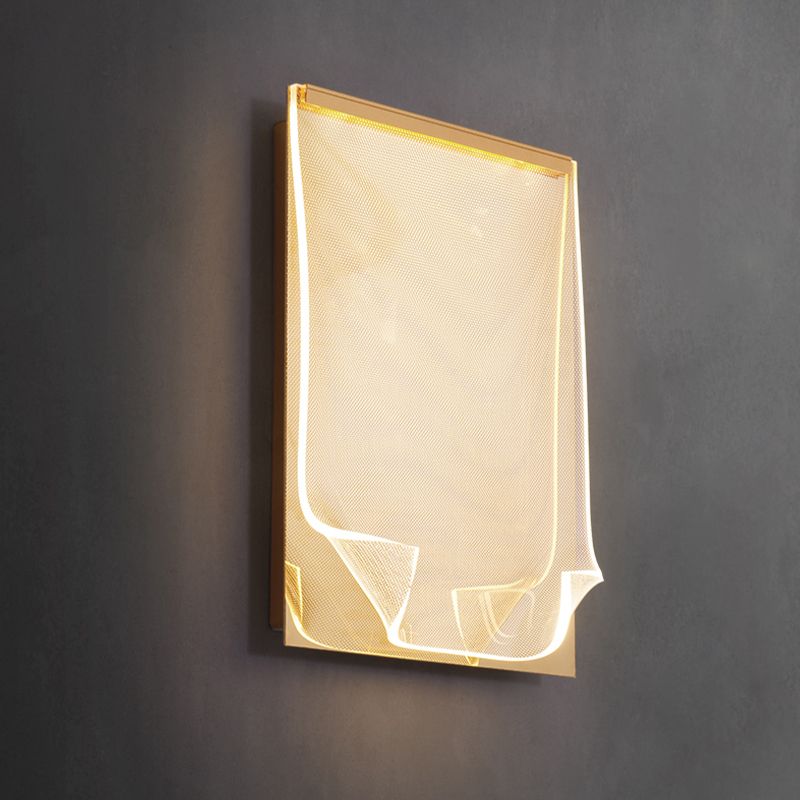 Modern Metal Wall Sconce Book Shape Wall Light with Acrylic Shade for Bedroom