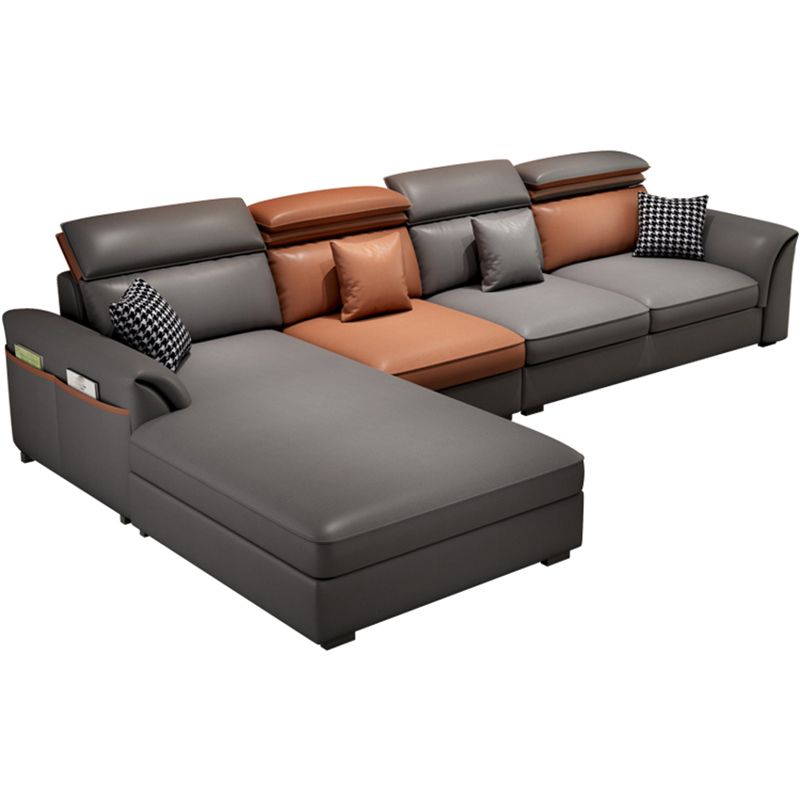 Pillow Top Arm Cushion Back Storage Sectional Sofa with Chaise