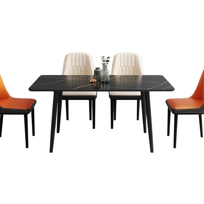 Dining Room Contemporary Sintered Stone Dining Table Rectangular Table with Metallic Base