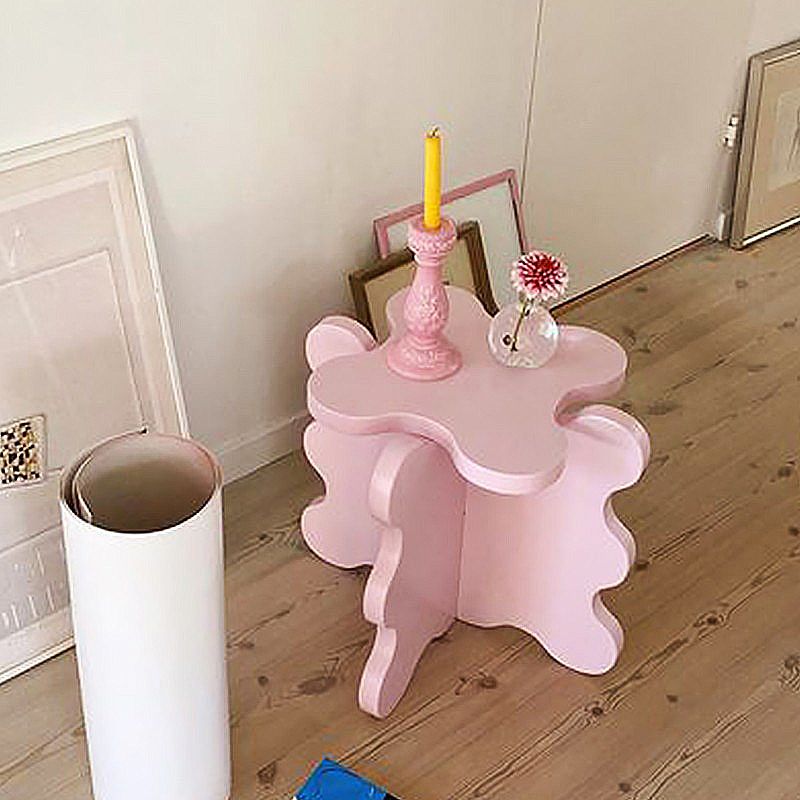 Scandinavian Wooden Coffee Table Free Form Pedestal Cocktail Table Set for Home