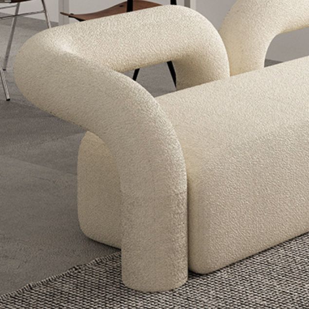 Contemporary White Sofa with Tuxedo Arm and Tight Back in Wool