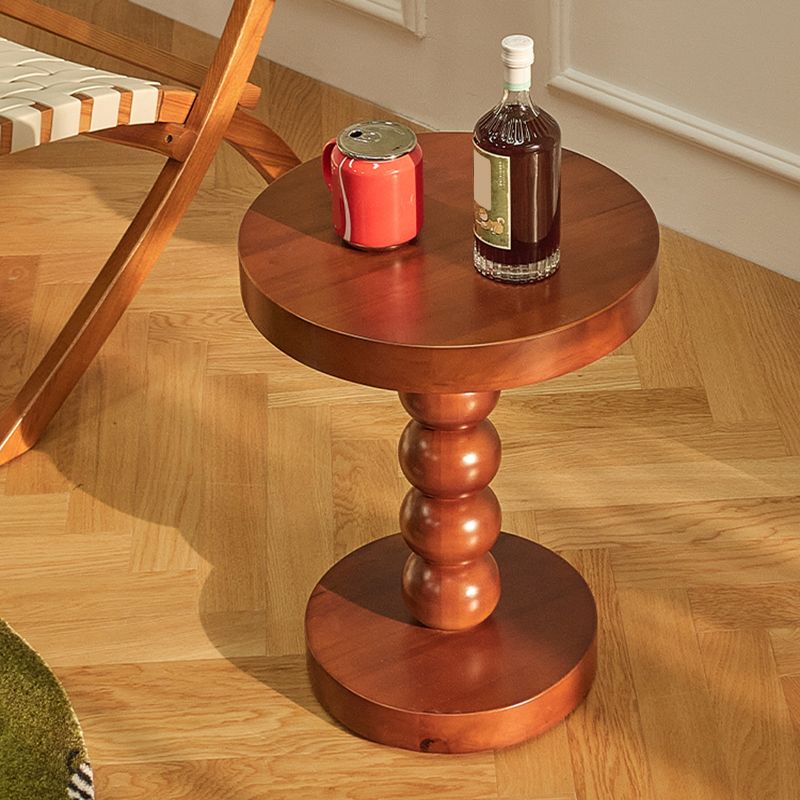 Round Solid Wood Side Table Scandinavian 20" Tall Pedestal End Table