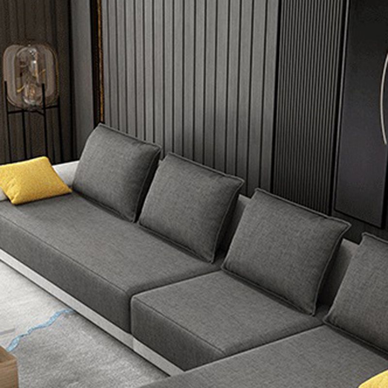 Pillowed Back Cushions Pillow Top Arm L-Shape Sectional with Slipcovered