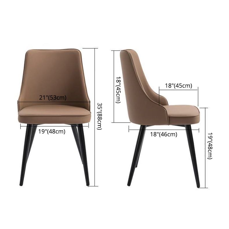 Contemporary Dining Chair Solid Back Chair with 4 Metal Legs for Home Use