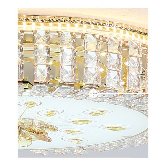 Metal White LED Plafond Armatuur in Modern Luxury Style Circular Crystal Flush Mount met Glass Shade