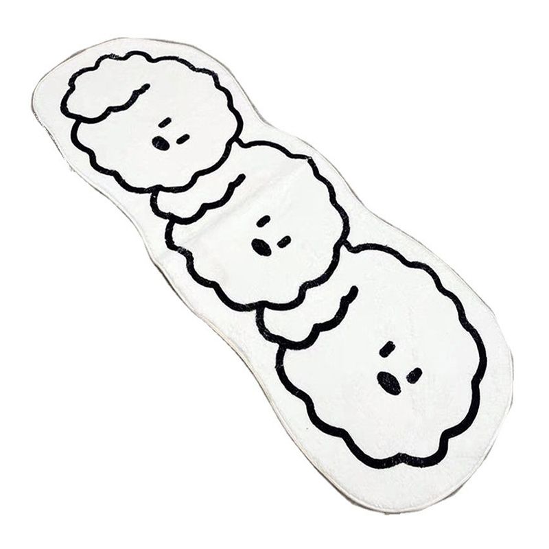 White Dog Rug Polyester Casual Rug Non-Slip Backing Rug for Drawing Room