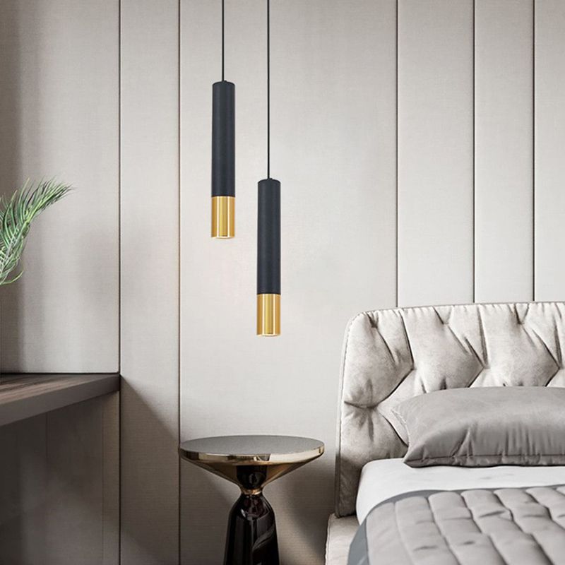 Nordischer zylindrischer Anhänger Beleuchtung Metall Küchenbar LED Downlight in Schwarz