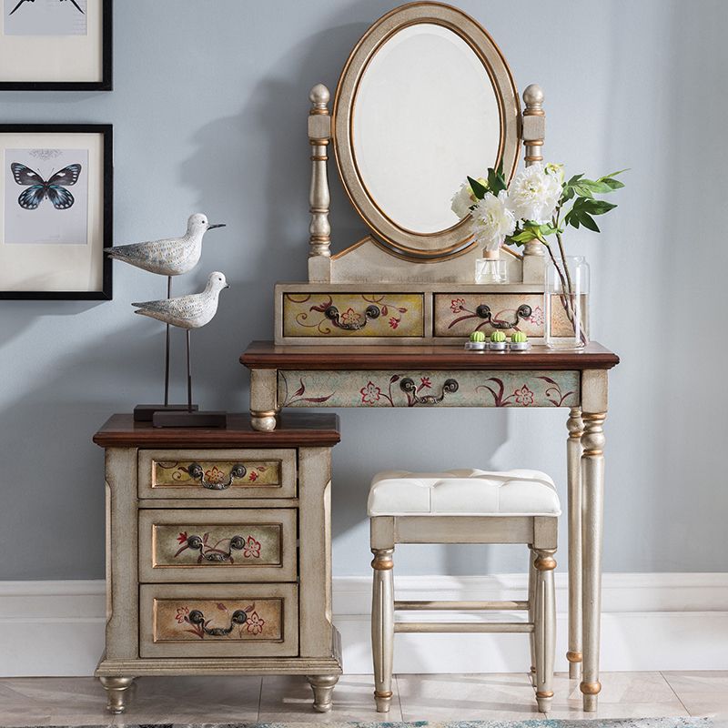Victorian Makeup Vanity Table with Stool Dresser With Storage Drawers for Bedroom
