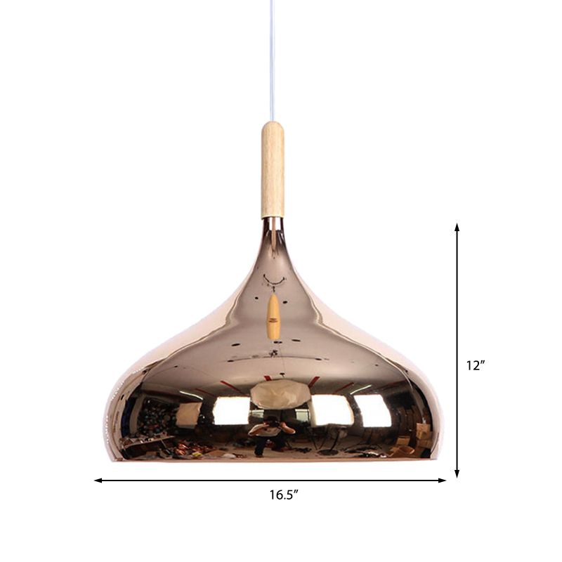 1 têtes de bol de bol d'éclairage pendentif moderniste élégant chromé / or / rose or métallique suspendue en suspension pour table à manger
