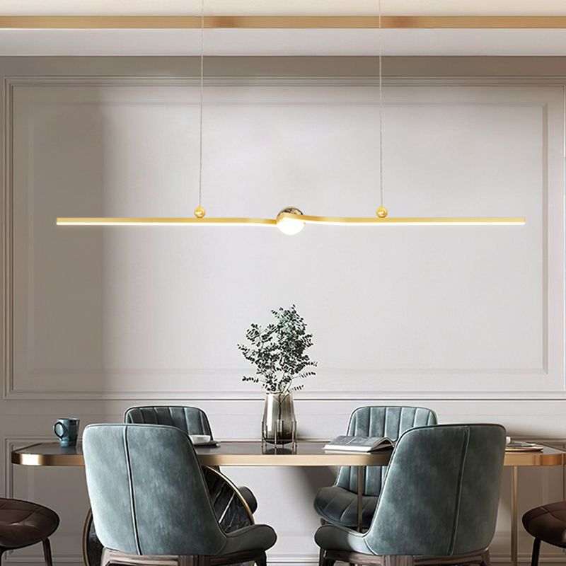 Modern Aluminum Chandelier Lamp Linear LED Island Pendant for Dining Room