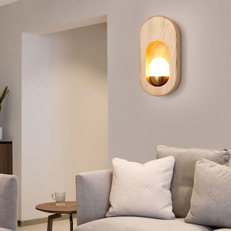 Modern Style Oval Wall Light Sconces Wood 1 Light Wall Lighting Ideas