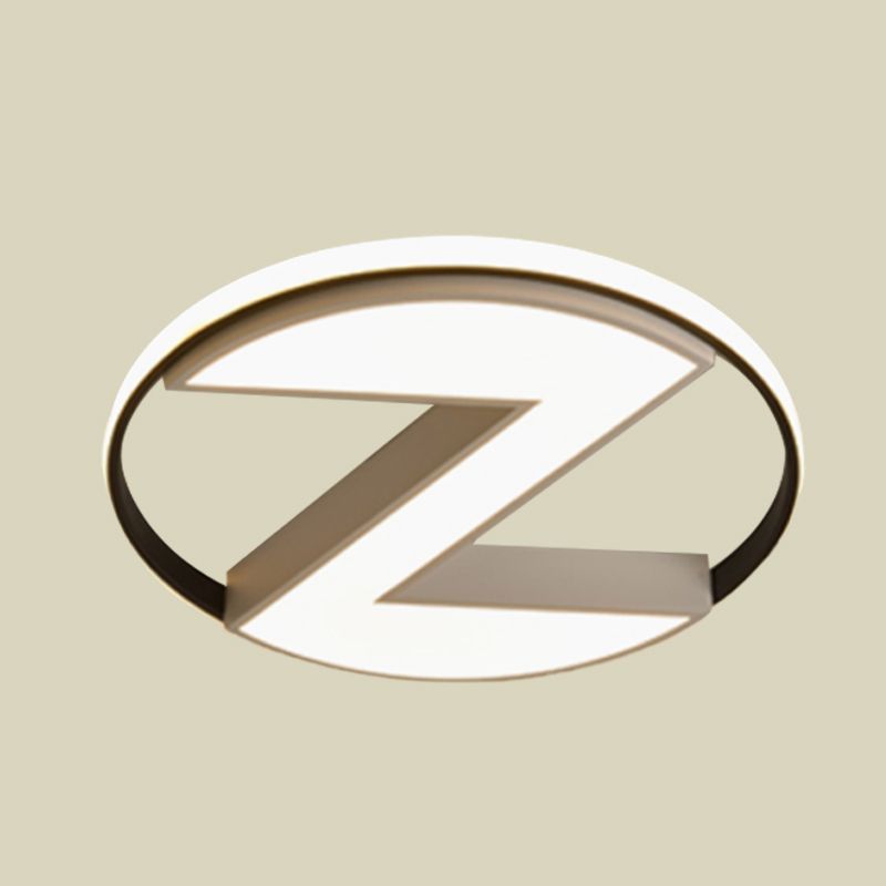 Lámparas incrustadas en forma de Z en blanco y negro modernas 18 "/ 21.5" lámparas incrustadas LED de metal ancho, con diseño de anillo cálido / blanco