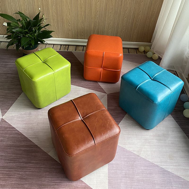 Modern Leather Pouf Stain Resistant Square Pouf for Living Room