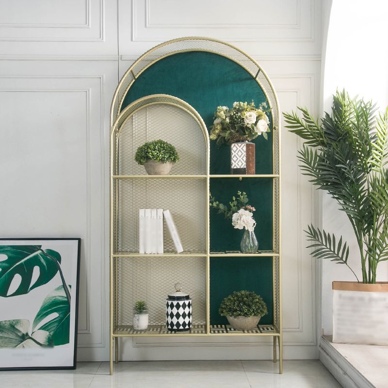 Glam Style Vertical Bookshelf Metal 3-shelf Bookcase for Home Use