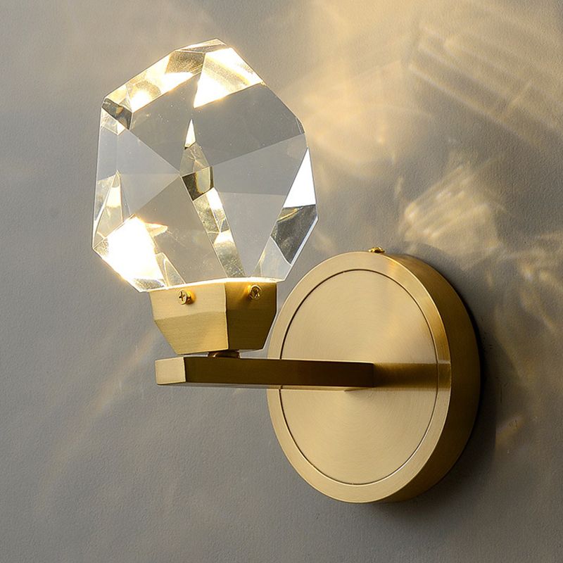 Golden Metallic Lighting Post Modern Crystal Wall Light for Living Room