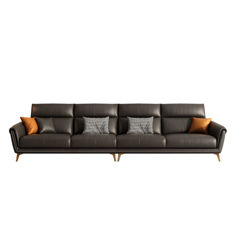 Contemporary Black Sewn Pillow Back Sloped Arm for Living Room Sofa