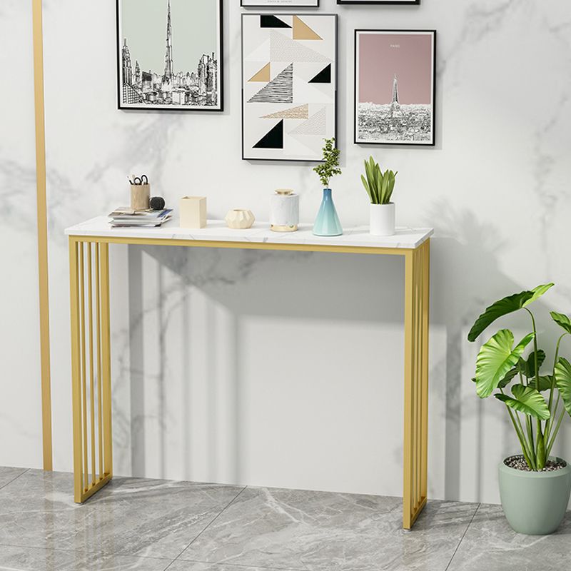 Modern Bar Dining Table Rectangle Bar Height Cocktail Table in Iron Base