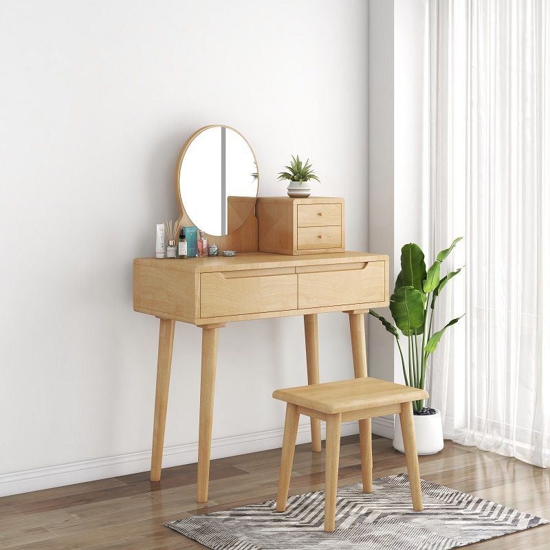 1/4-Drawer Wooden Vanity Makeup Table Set Vanity Stool - 53.15" H