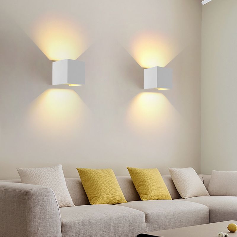 Metal Square Wall Mounted Lamps Modern Style 2 Lights Wall Washer Sconce