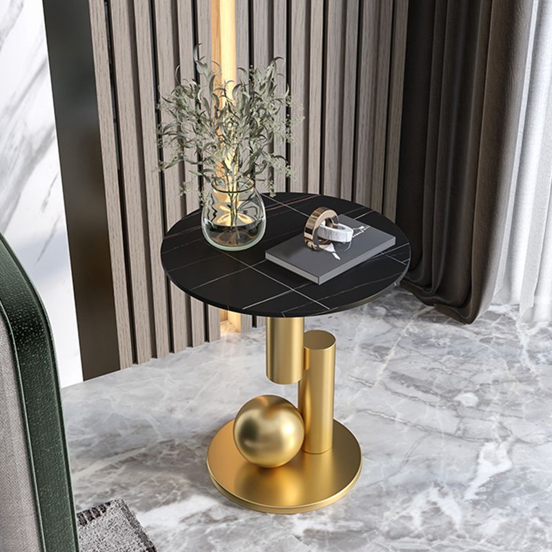 Mid-Century Modern Round Scratch-Resistant Accent Side Table Iron Pedestal End Table