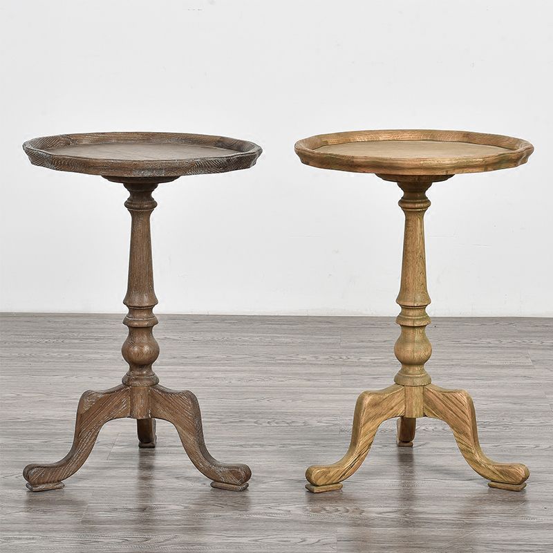 14" Wide Rustic Corner Table Solid Wood Round Side End Table