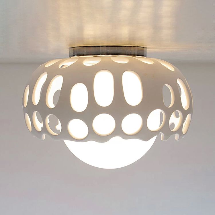 Baby Bedroom Mushroom Ceiling Mount Light Metal Creative White Finish Ceiling Lamp