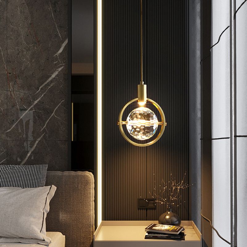 Moderne Luxury Style Sphere hanglampwedstrijden Crystal 1 lichthangende plafondlampen voor slaapkamer