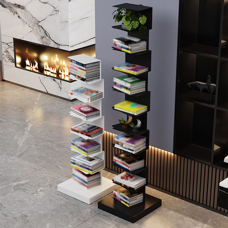 Closed Metal Bookcase Modern Geometry Shelves for Study Room