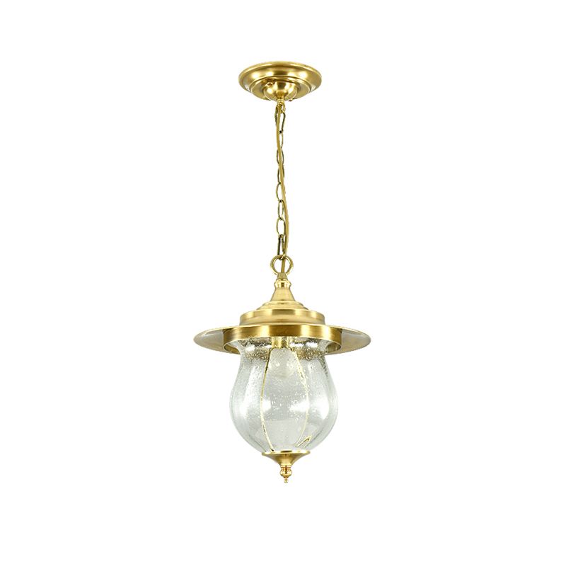 Seeded Glass Urn Pendant Light Colonization 1 Bulb Gold Suspended Lighting Fixture