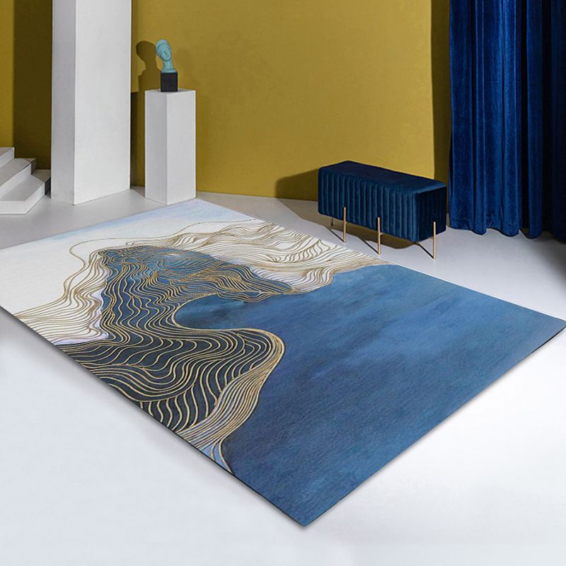 Minimalist Rug Modern Abstract Pattern Carpet Polyester Stain Resistant Area Rug for Living Room